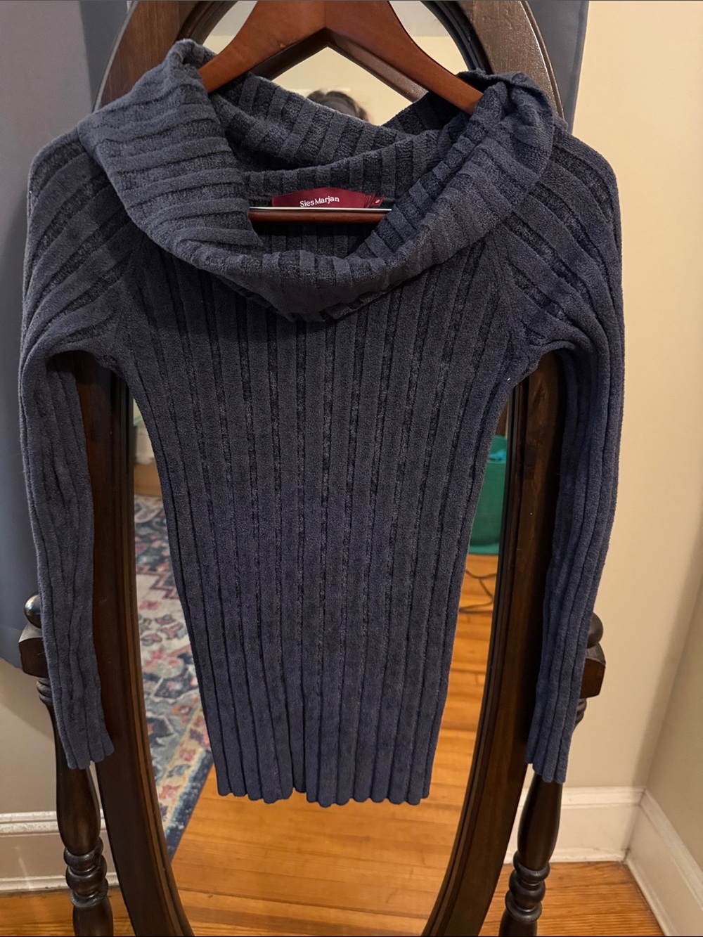 Sies Marjan Ribbed Turtleneck Sweater Gray Taupe Size S